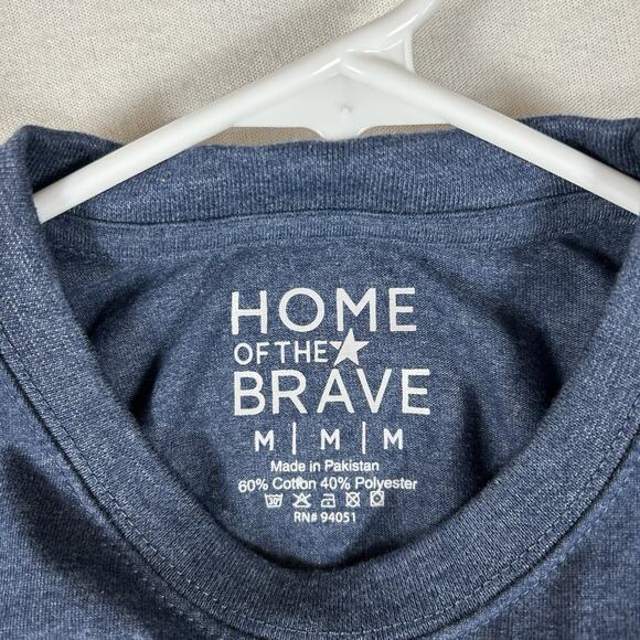 Home Of The Brave American Flag T-Shirt Men's Medium Blue Graphic Tee Casual Top - Picture 3 of 7